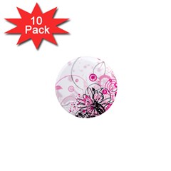 Wreaths Frame Flower Floral Pink Black 1  Mini Magnet (10 Pack)  by Mariart