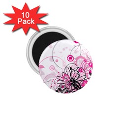 Wreaths Frame Flower Floral Pink Black 1 75  Magnets (10 Pack) 