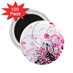 Wreaths Frame Flower Floral Pink Black 2 25  Magnets (100 Pack)  by Mariart