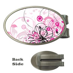 Wreaths Frame Flower Floral Pink Black Money Clips (oval) 