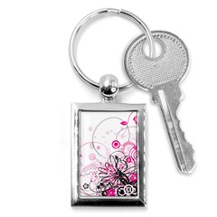 Wreaths Frame Flower Floral Pink Black Key Chains (rectangle)  by Mariart