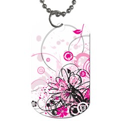 Wreaths Frame Flower Floral Pink Black Dog Tag (two Sides) by Mariart