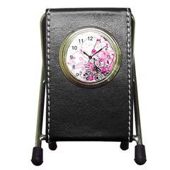 Wreaths Frame Flower Floral Pink Black Pen Holder Desk Clocks by Mariart