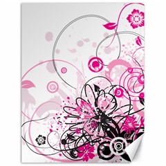 Wreaths Frame Flower Floral Pink Black Canvas 18  X 24   by Mariart