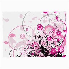 Wreaths Frame Flower Floral Pink Black Large Glasses Cloth (2-side) by Mariart