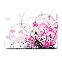 Wreaths Frame Flower Floral Pink Black Small Doormat  by Mariart