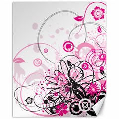 Wreaths Frame Flower Floral Pink Black Canvas 11  X 14   by Mariart