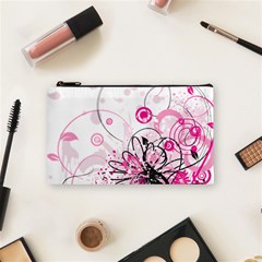 Wreaths Frame Flower Floral Pink Black Cosmetic Bag (small)  by Mariart