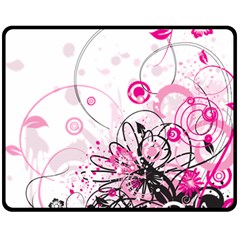 Wreaths Frame Flower Floral Pink Black Fleece Blanket (medium)  by Mariart