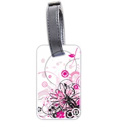 Wreaths Frame Flower Floral Pink Black Luggage Tags (two Sides) by Mariart