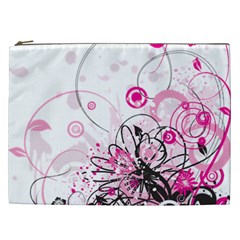 Wreaths Frame Flower Floral Pink Black Cosmetic Bag (xxl)  by Mariart