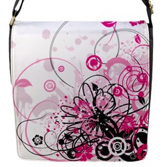 Wreaths Frame Flower Floral Pink Black Flap Messenger Bag (s) by Mariart