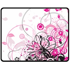 Wreaths Frame Flower Floral Pink Black Double Sided Fleece Blanket (medium)  by Mariart