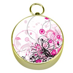 Wreaths Frame Flower Floral Pink Black Gold Compasses by Mariart