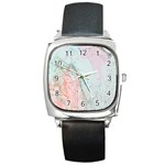 Geode Crystal Pink Blue Square Metal Watch Front