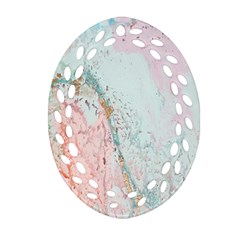 Geode Crystal Pink Blue Oval Filigree Ornament (two Sides) by Mariart