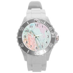 Geode Crystal Pink Blue Round Plastic Sport Watch (l) by Mariart