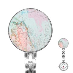 Geode Crystal Pink Blue Stainless Steel Nurses Watch by Mariart