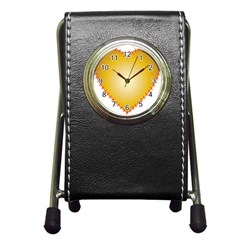 Heart Rhythm Gold Red Pen Holder Desk Clocks by Mariart