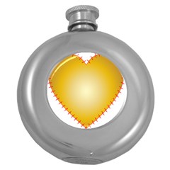 Heart Rhythm Gold Red Round Hip Flask (5 Oz)