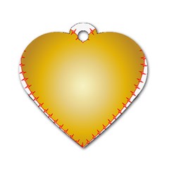 Heart Rhythm Gold Red Dog Tag Heart (one Side) by Mariart