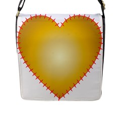 Heart Rhythm Gold Red Flap Messenger Bag (l)  by Mariart