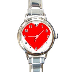 Heart Rhythm Inner Red Round Italian Charm Watch