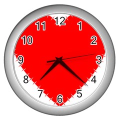 Heart Rhythm Inner Red Wall Clocks (silver)  by Mariart