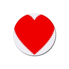 Heart Rhythm Inner Red Rubber Coaster (round) 