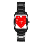 Heart Rhythm Inner Red Stainless Steel Barrel Watch Front