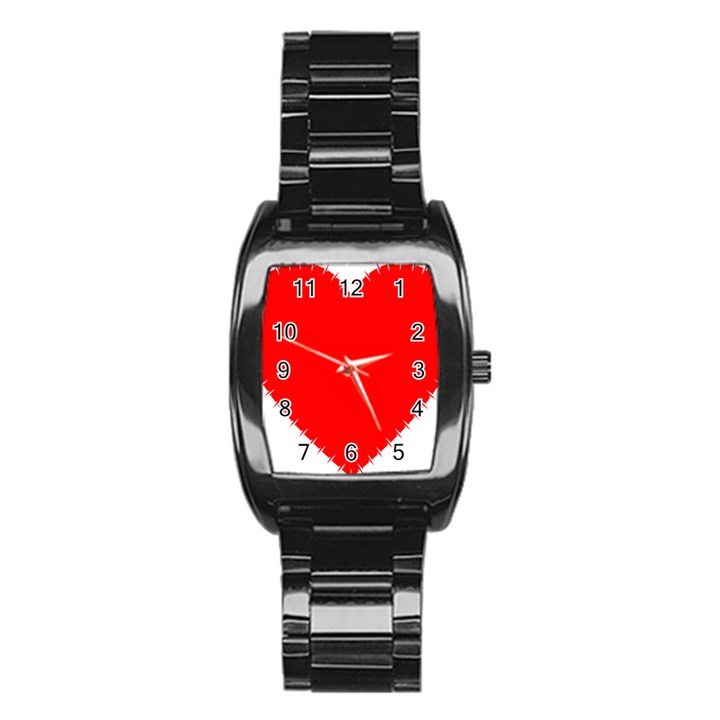 Heart Rhythm Inner Red Stainless Steel Barrel Watch