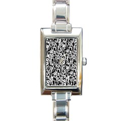 Deskjet Ink Splatter Black Spot Rectangle Italian Charm Watch by Mariart