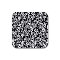 Deskjet Ink Splatter Black Spot Rubber Coaster (square) 