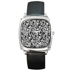 Deskjet Ink Splatter Black Spot Square Metal Watch by Mariart