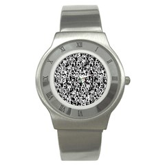 Deskjet Ink Splatter Black Spot Stainless Steel Watch by Mariart