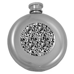 Deskjet Ink Splatter Black Spot Round Hip Flask (5 Oz) by Mariart