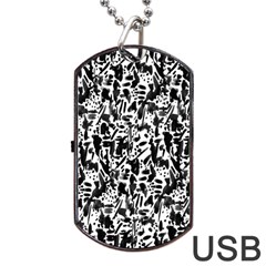 Deskjet Ink Splatter Black Spot Dog Tag Usb Flash (one Side) by Mariart