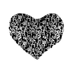 Deskjet Ink Splatter Black Spot Standard 16  Premium Flano Heart Shape Cushions by Mariart