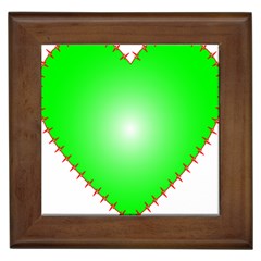 Heart Rhythm Inner Green Red Framed Tiles by Mariart