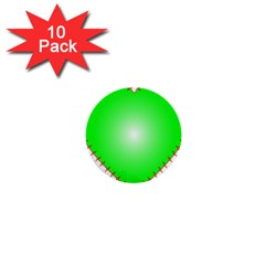 Heart Rhythm Inner Green Red 1  Mini Buttons (10 Pack)  by Mariart