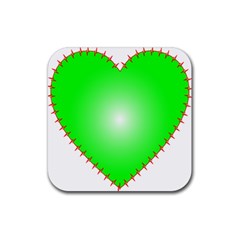 Heart Rhythm Inner Green Red Rubber Coaster (square)  by Mariart