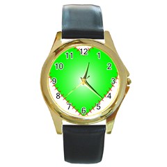 Heart Rhythm Inner Green Red Round Gold Metal Watch by Mariart