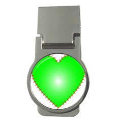 Heart Rhythm Inner Green Red Money Clips (round)  by Mariart