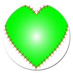 Heart Rhythm Inner Green Red Magnet 5  (Round) Front