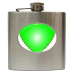 Heart Rhythm Inner Green Red Hip Flask (6 oz) Front