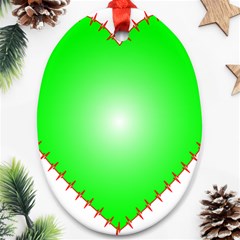 Heart Rhythm Inner Green Red Oval Ornament (two Sides) by Mariart