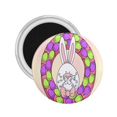 Make An Easter Egg Wreath Rabbit Face Cute Pink White 2 25  Magnets by Mariart