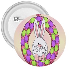 Make An Easter Egg Wreath Rabbit Face Cute Pink White 3  Buttons by Mariart