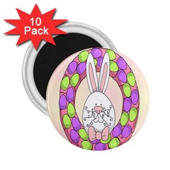 Make An Easter Egg Wreath Rabbit Face Cute Pink White 2 25  Magnets (10 Pack)  by Mariart