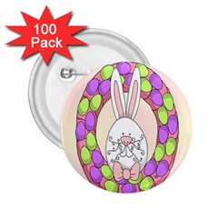 Make An Easter Egg Wreath Rabbit Face Cute Pink White 2 25  Buttons (100 Pack)  by Mariart